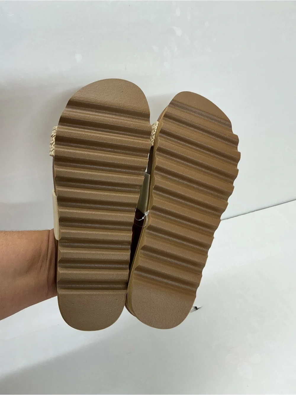 Reef Cream Dual-Strap Woven Platform Slides